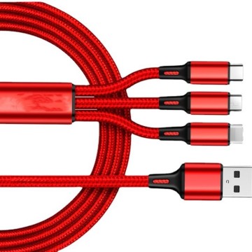 One to three data cable suitable for Apple Android Typec three in one fast charging 1.2-meter nylon