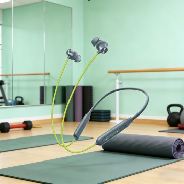 Neck mounted wireless earphones with ultra long battery life and Bluetooth earphones